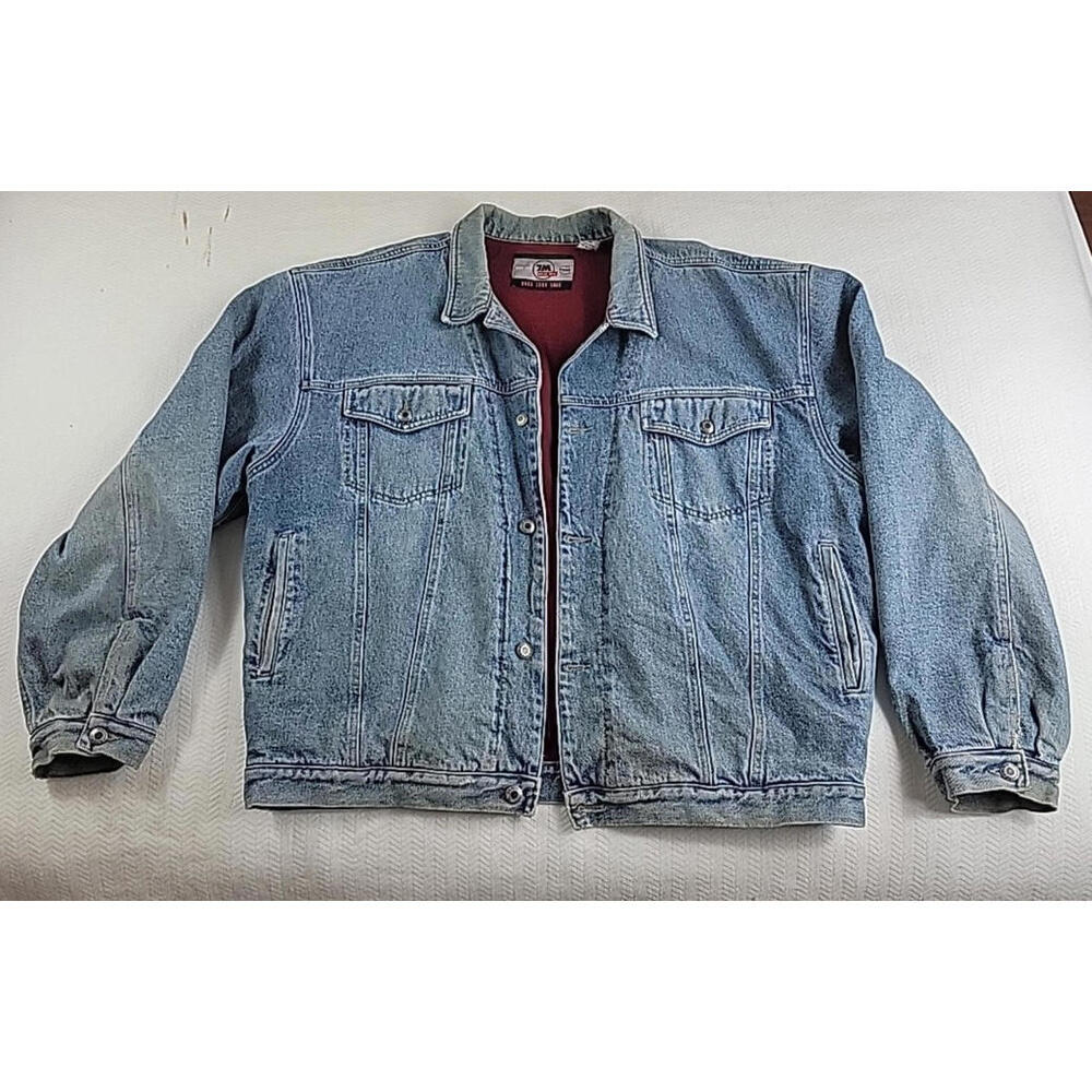 Bugle Boy Millennium Series Denim Jacket Fleece Lined(Distressed) Men's 2XL *Y2K